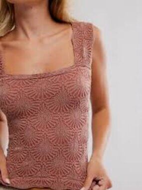 Coco & Shay Yours Truly Textured Crop Tank in Coral/Orange- S/M